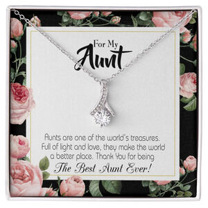 To My Aunt Best Aunt Ever Ribbon Necklace Silver Tone Standard Box